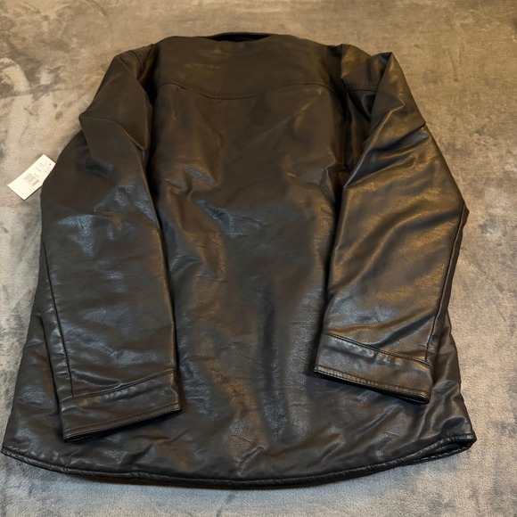 Levis Faux Leather Sherpa Lined Trucker Jacket Black Mens Medium LM1CU993 NEW - Picture 5 of 10